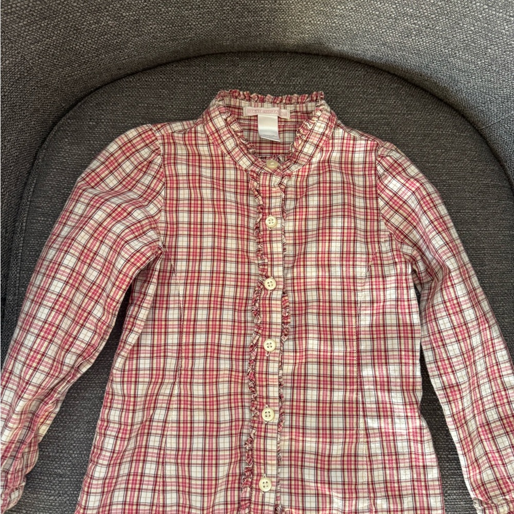 Janie and Jack Red and White Plaid Button Down Shirt